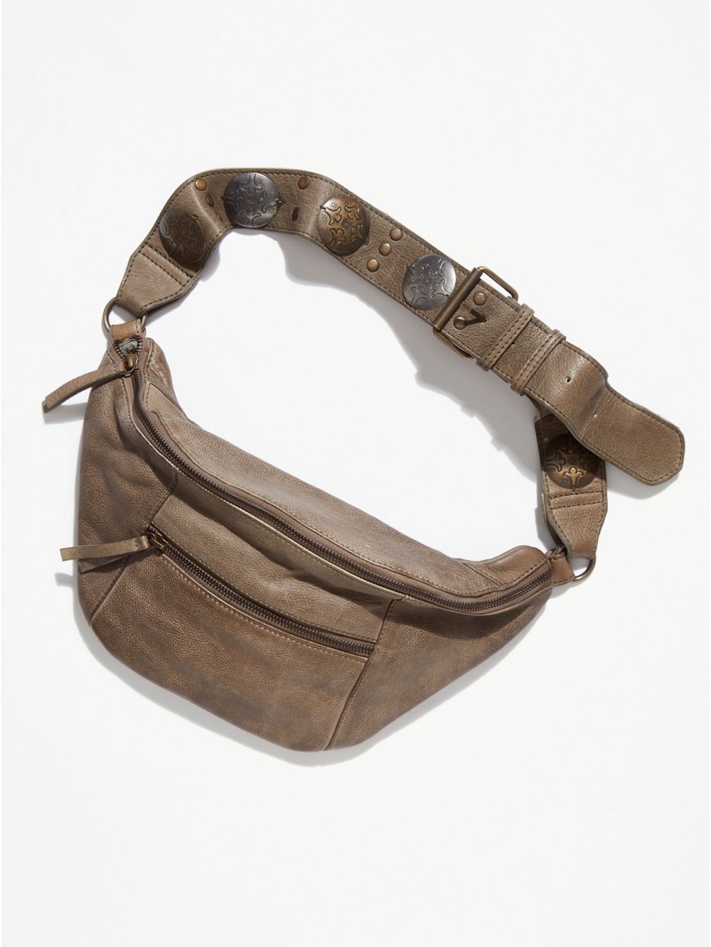 Free People Wilder Embellished Leather Sling Bag Crossbody Frozen Earth - Picture 6 of 14